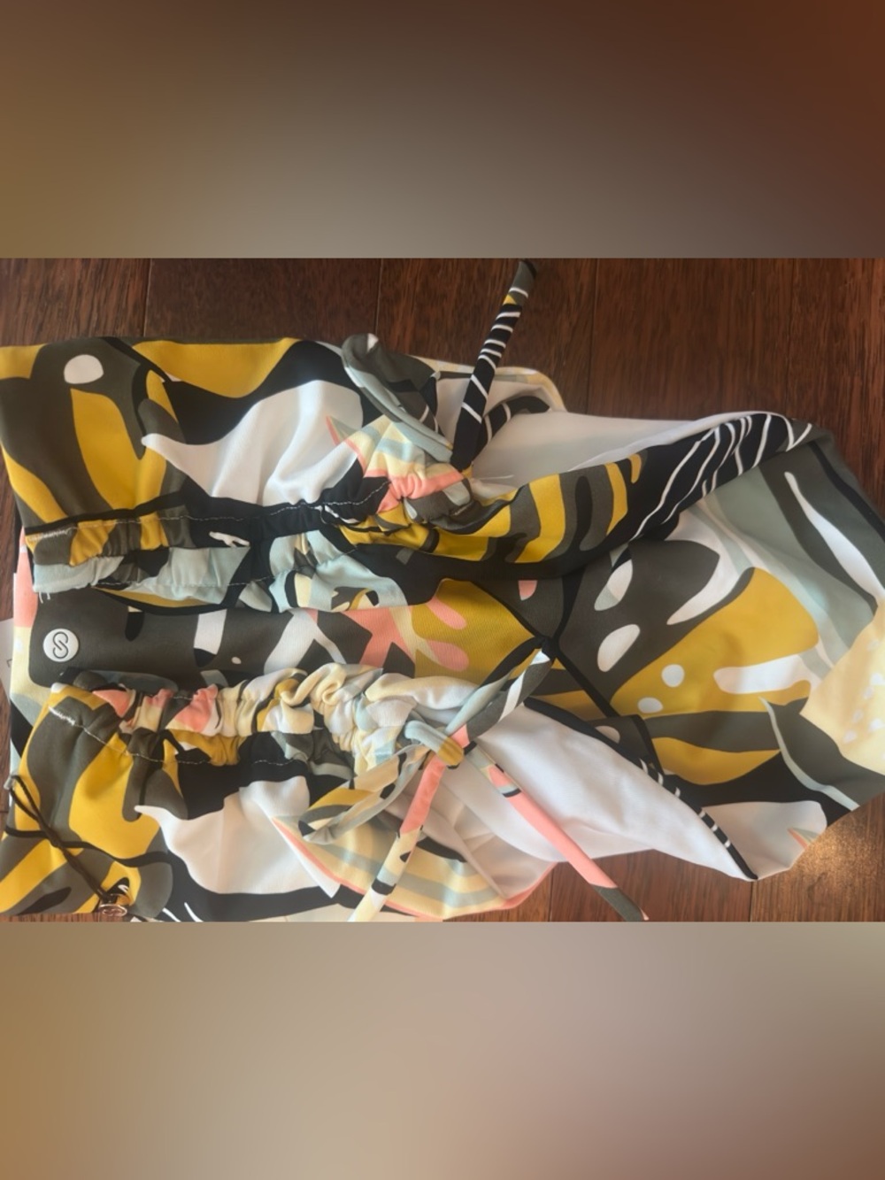🆕 CALIA Womens' Tropical High-Waist Bikini Bottoms - Coral, Yellow, Black & Mint - Picture 5 of 7